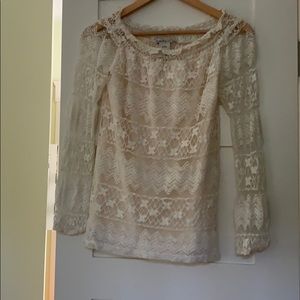 Off the shoulder Cream lace blouse
